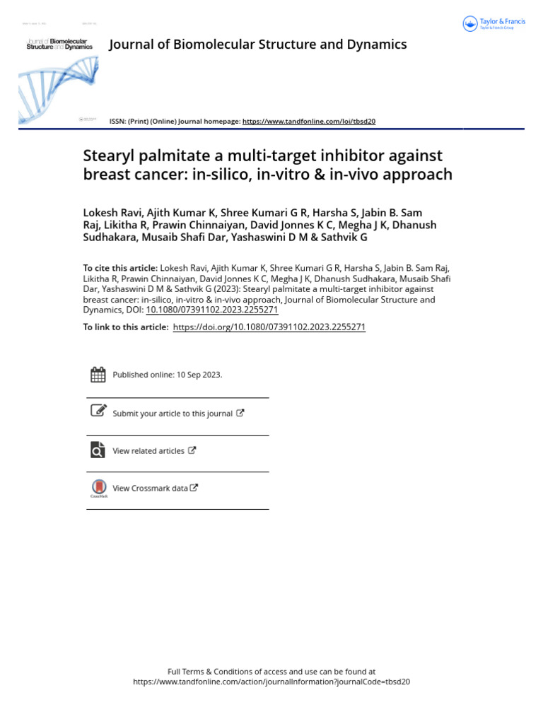 Stearyl Palmitate: Multi-Target Breast Cancer Inhibitor | PDF | Docking ...