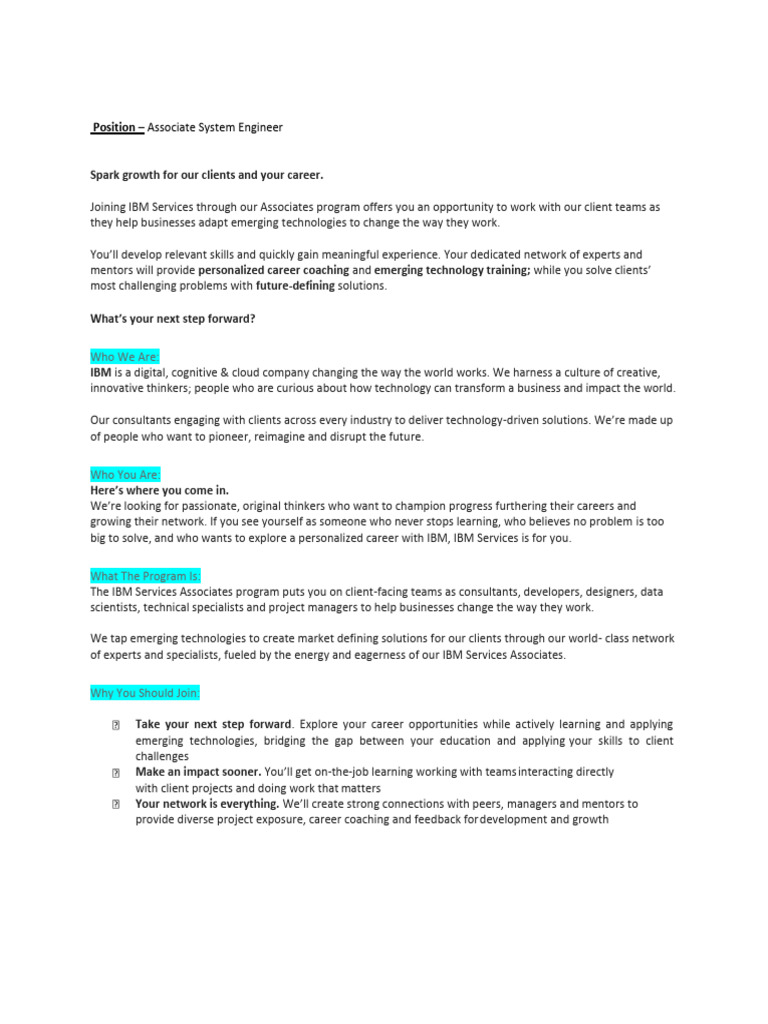IBM-JD Associate System Engineer '21 | PDF | Electronic Engineering ...