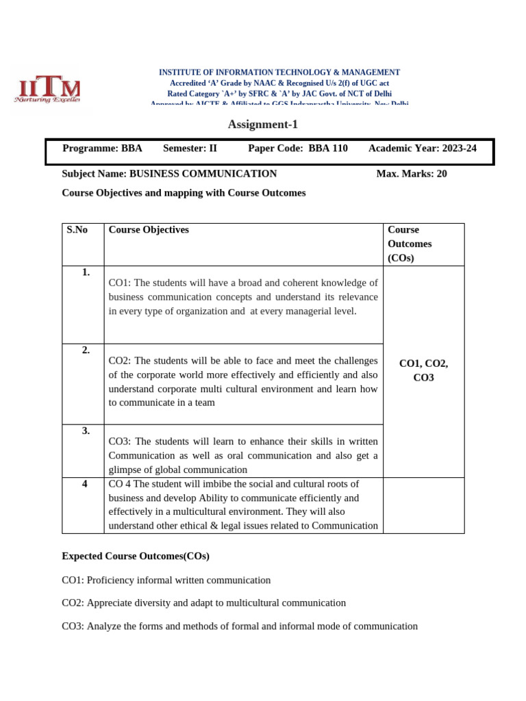 Assignment 1 | PDF | Communication | Cognitive Science
