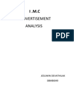 Advertisement Analysis: Jesuwin Devathilak 08MBI049