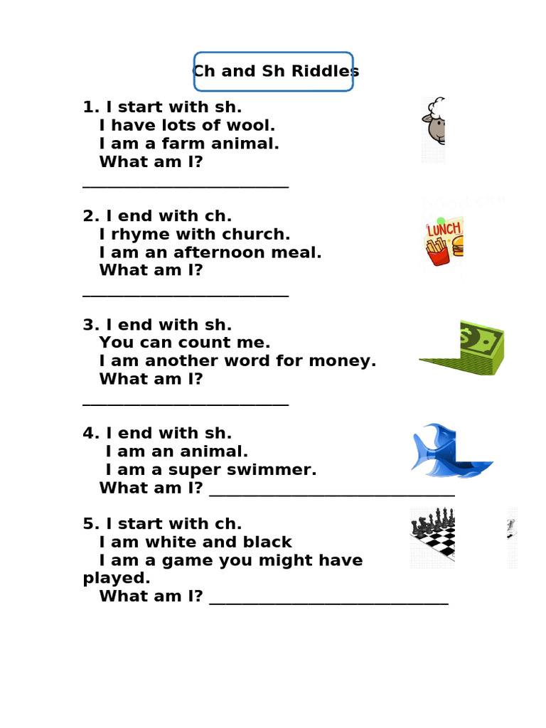 CH and SH Riddles | PDF