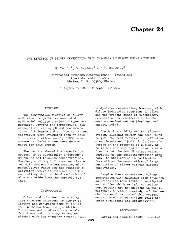 Silver Cementation Kinetics with Aluminum | PDF | Silver | Chemical ...