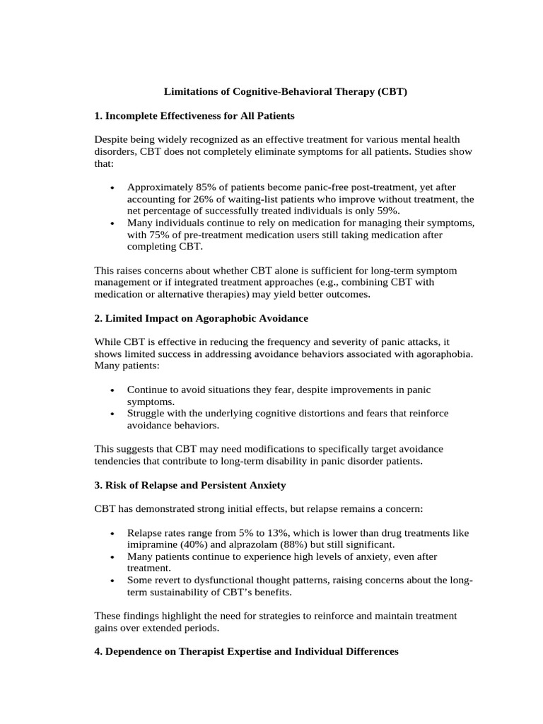 Limitations and Future of CBT | PDF | Cognitive Behavioral Therapy ...
