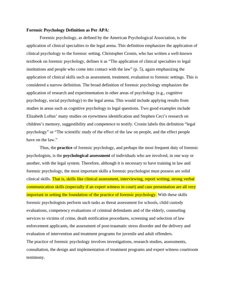 Forensic Psychology: An Overview | PDF | Psychology | Psychologist