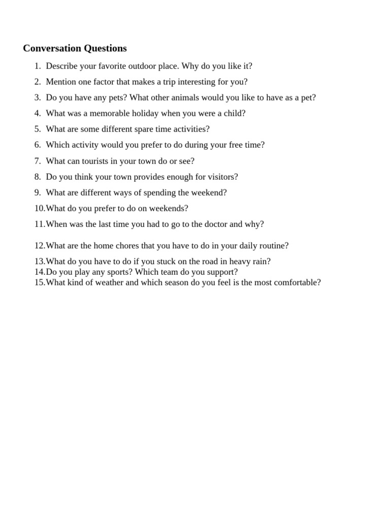 Engaging Conversation Questions List | PDF