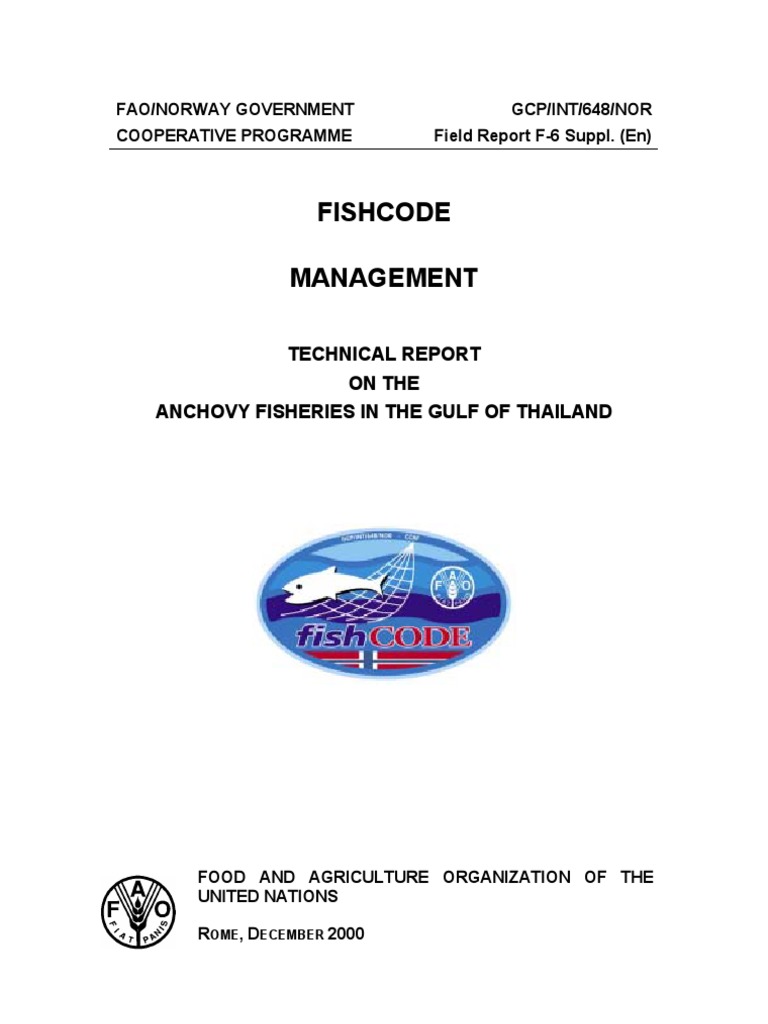 Fishcode Management Technical Report On The Anchovy Fisheries in The