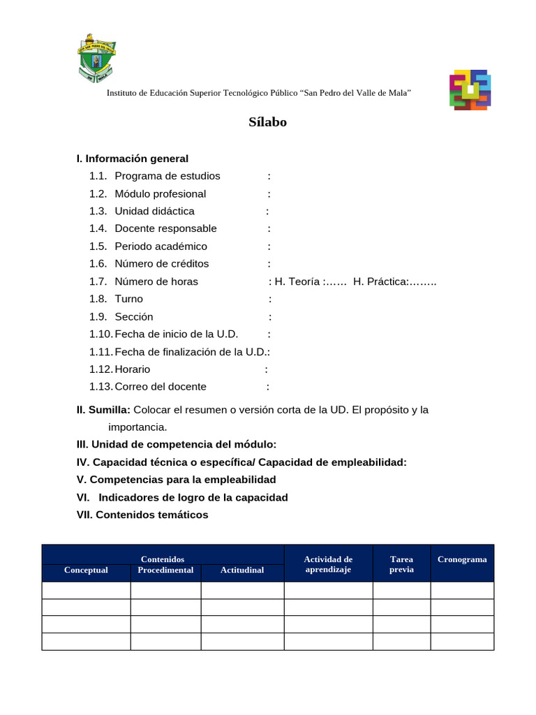 Sílabo de Unidad Didáctica San Pedro | PDF | Aprendizaje | Enseñando