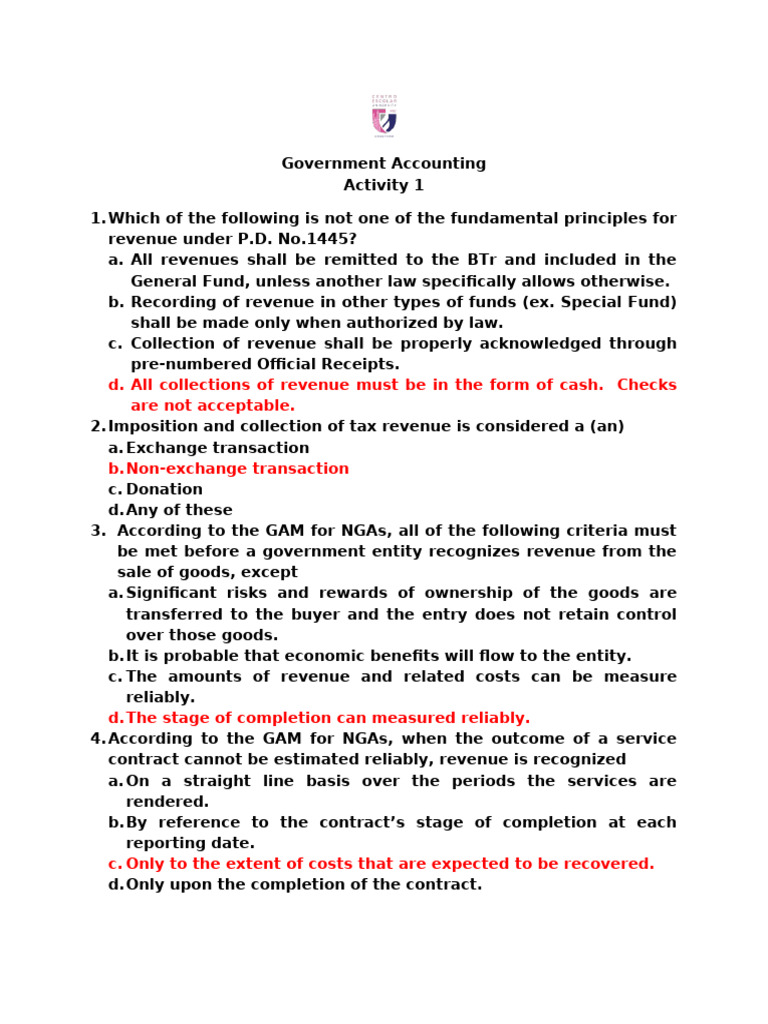 Government Accounting Revenue Principles | PDF | Revenue | Debits And ...