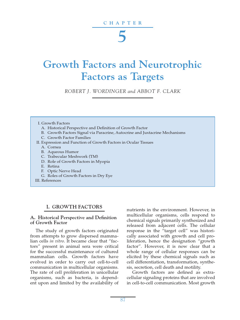 Growth Factor and Neurotrophic Factors As Targets | PDF | Cell ...