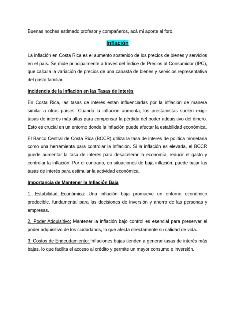 Inlfacion y Tasas de Interes | PDF | Inflación | Tasas de interés