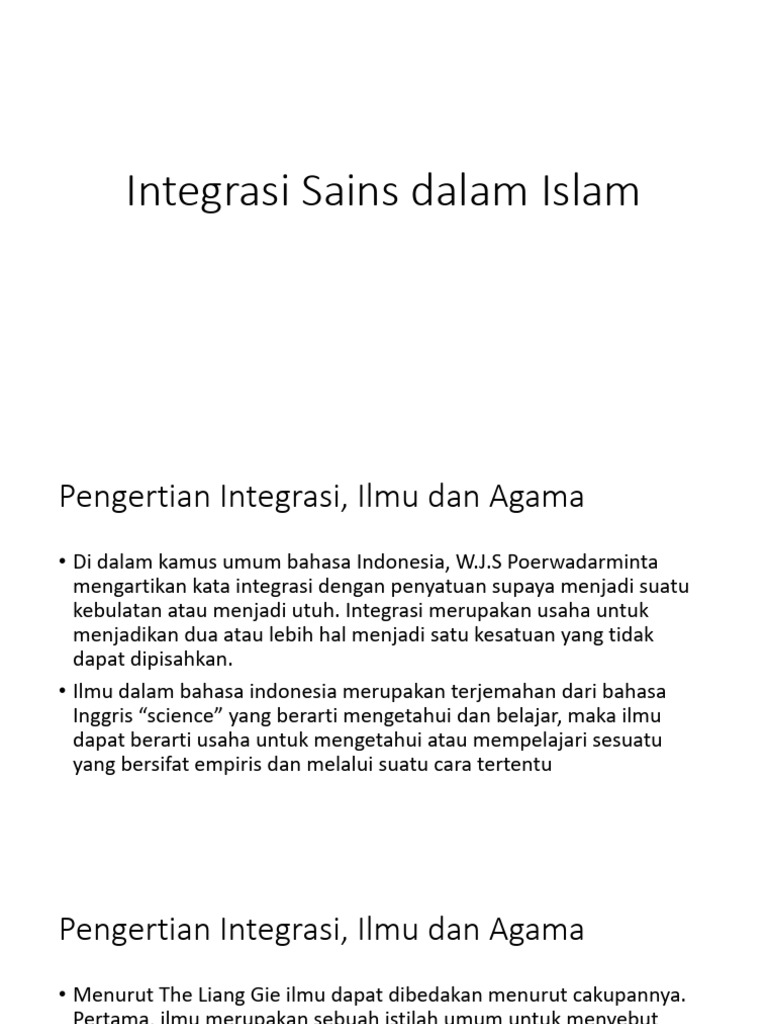 Integrasi Ilmu dan Agama dalam Islam | PDF