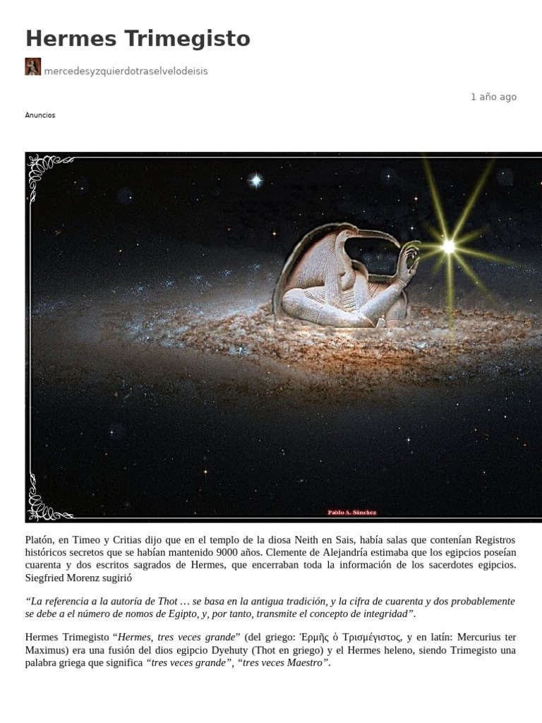 Hermes Trimegisto y la Alquimia Esotérica | PDF | Hermes Trismegisto ...