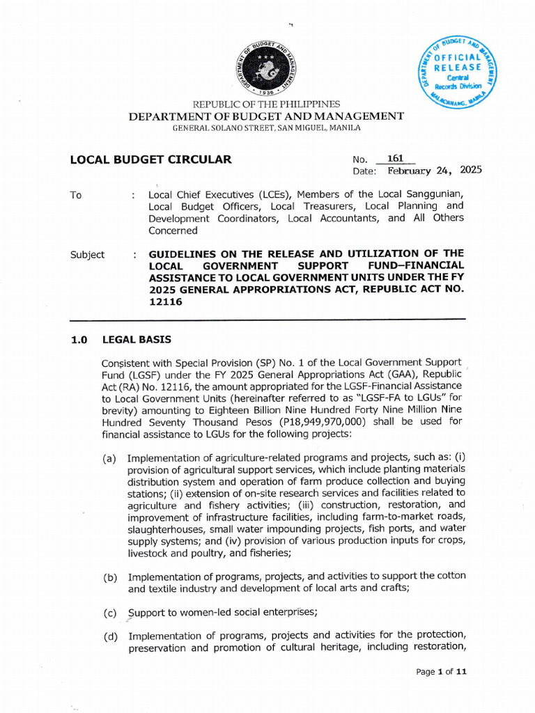Local Budget Circular No. 161 Guidelines | PDF | Ambulance | Climate Change