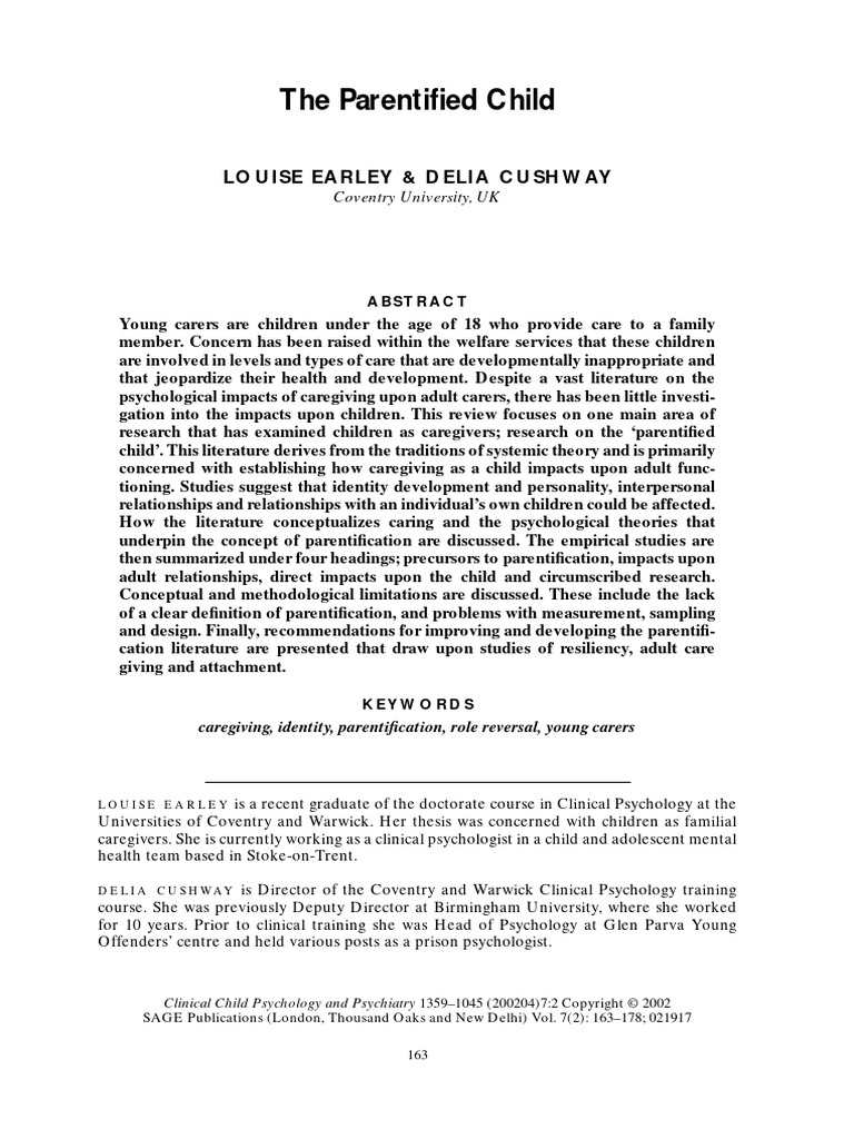 Understanding Parentiﬁed Children | PDF | Attachment Theory | Confounding