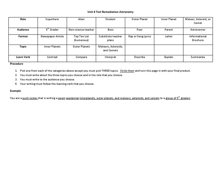 Unit 4 Test Remediation | PDF | Language Arts & Discipline