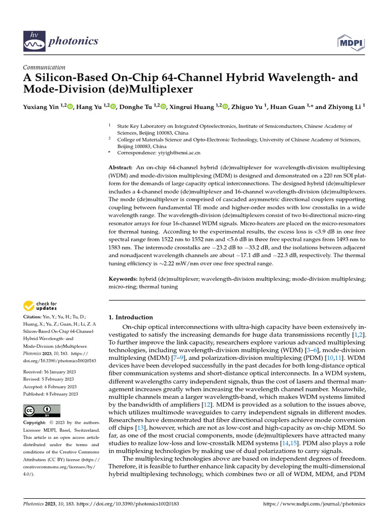 A Silicon-Based On-Chip 64-Channel Hybrid Waveleng | PDF | Wavelength ...