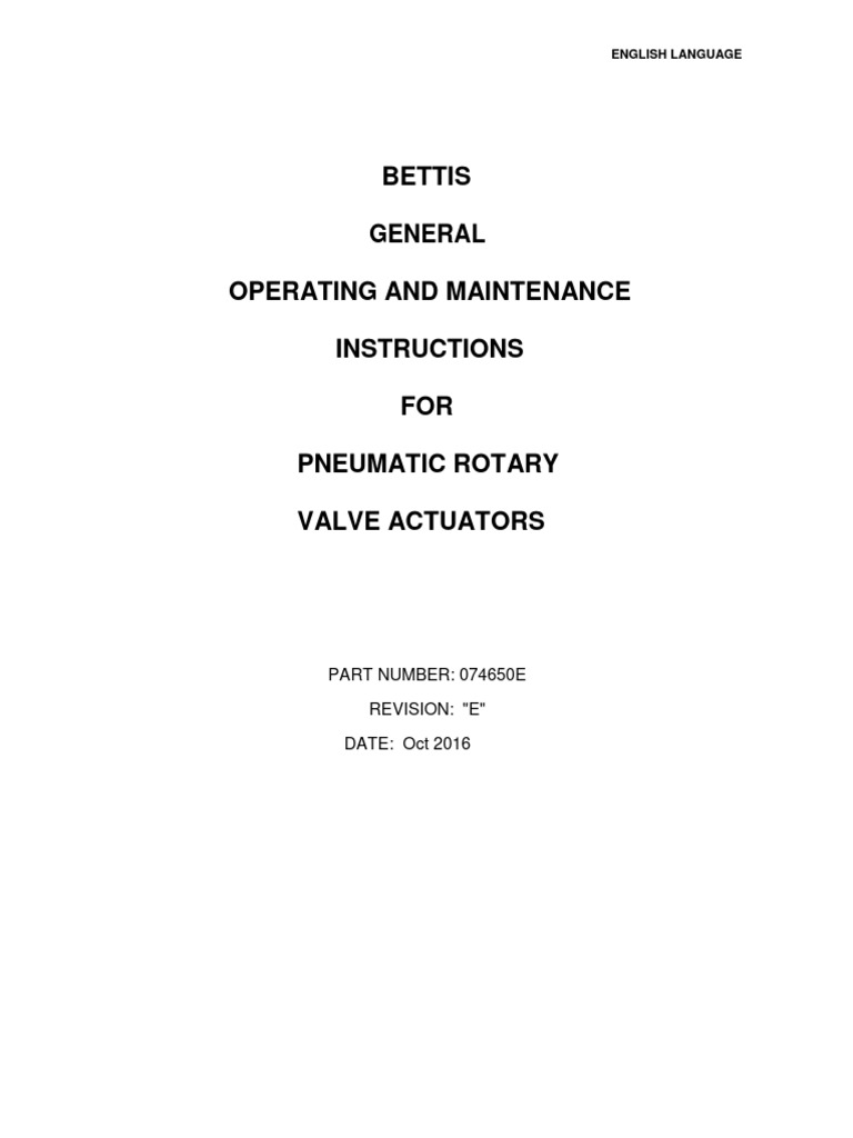 Manual General Operating Maintenance Instructions For Pneumatic Rotary ...