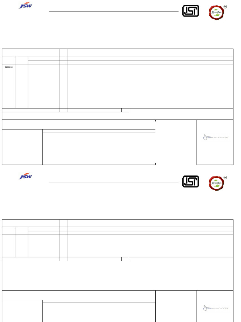JSW Steel Test Certificate for TMT Bars | PDF | Materials | Mechanical ...