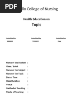 Health Talk Topics for Nursing Students | PDF