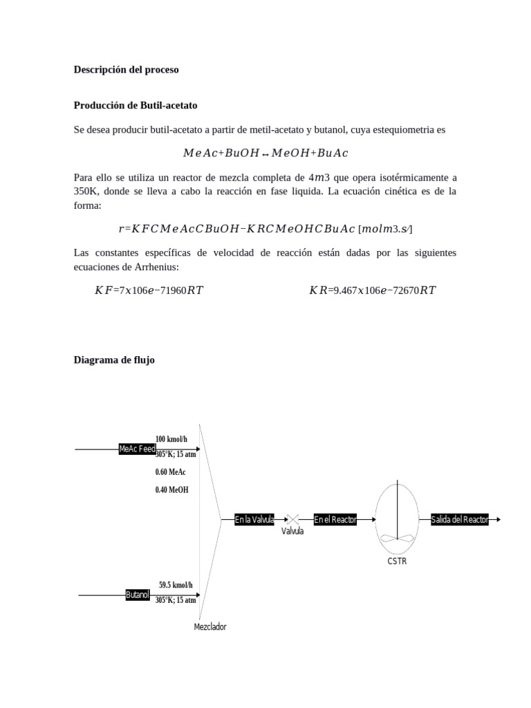 Producción de Butíl Acetato | PDF | Reactor Quimico | Cinética química