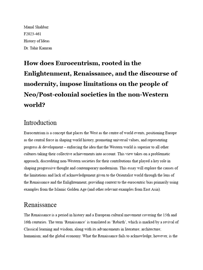 Eurocentrism's Impact on Non-Western Societies | PDF | Renaissance ...