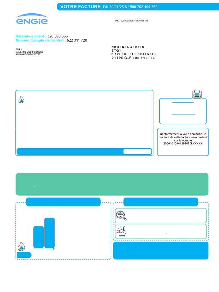 Facture de Gaz Engie : Détails et Paiement | PDF | Facture | Taxe sur ...