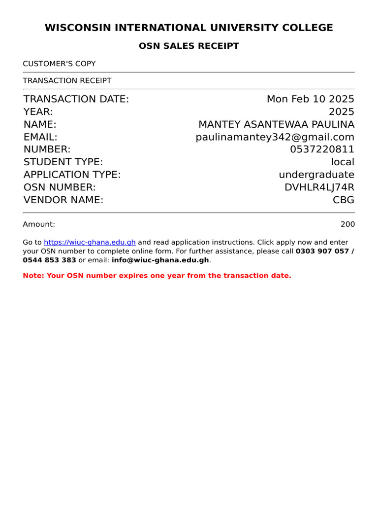 Wisconsin University Sales Receipt 2025 | PDF
