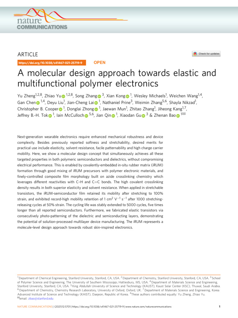 A Molecular Design Approach Towards Elastic and Multifunctional Polymer ...