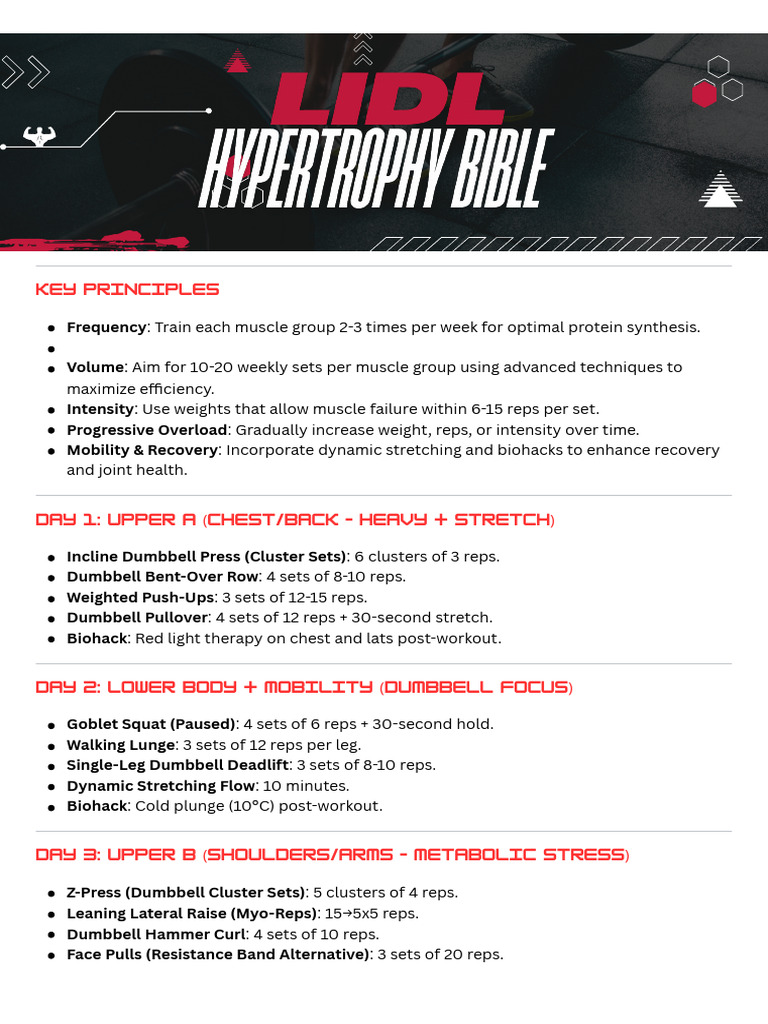 7-Day Dumbbell Workout & Recovery Plan | PDF