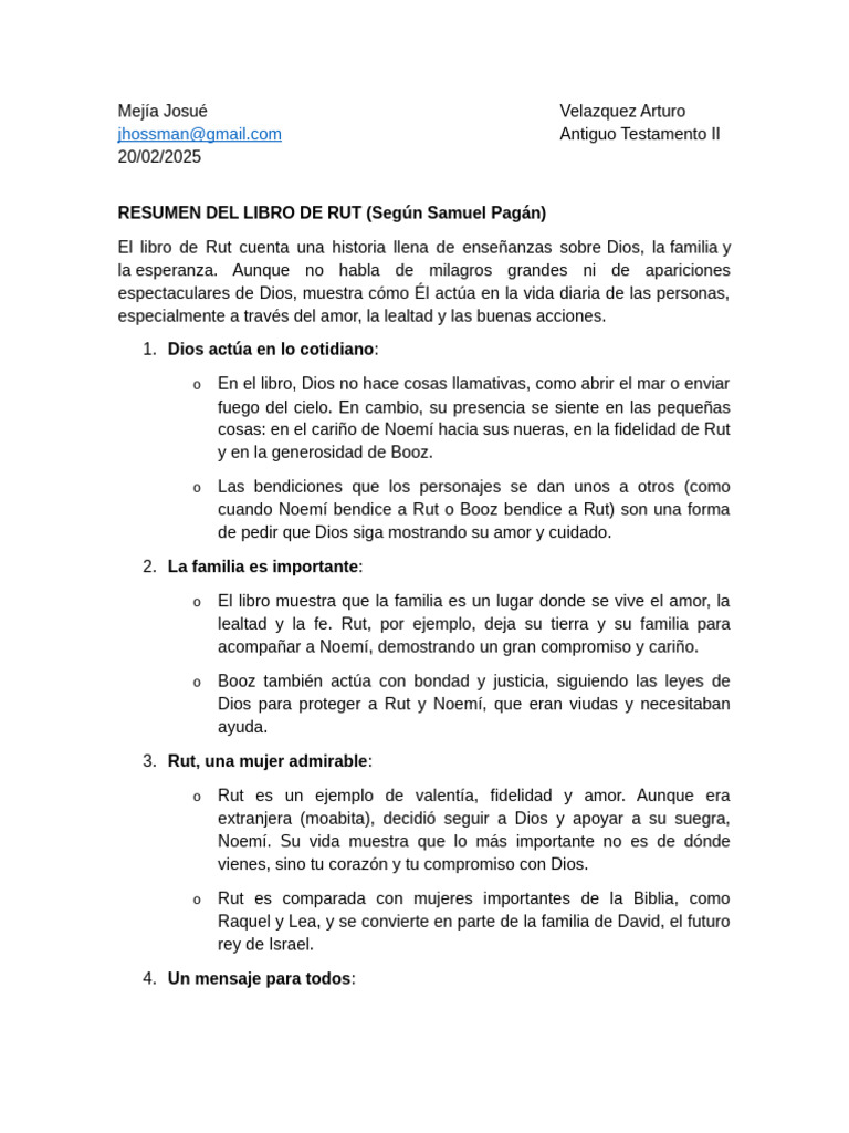 Resumen del Libro de Rut en la Biblia | PDF | Rut (figura bíblica ...