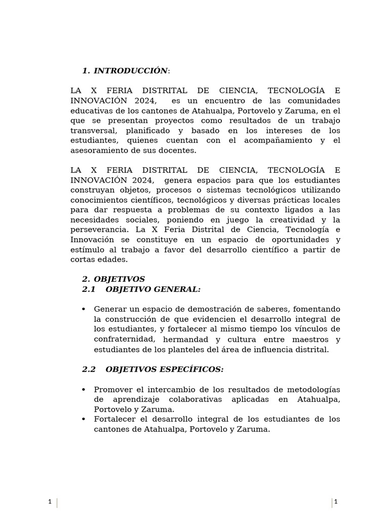 Feria Ciencia y Tecnología Atahualpa 2024 | PDF | Enseñando | Aprendizaje