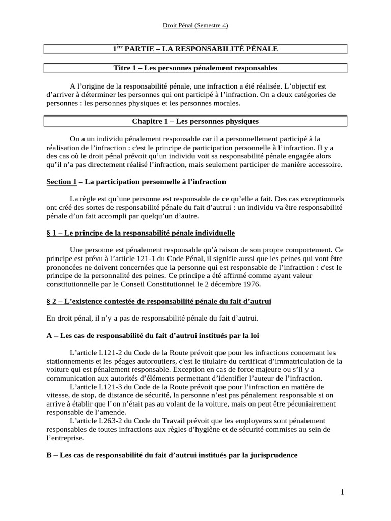 Responsabilité Pénale et Complicité | PDF | Loi criminelle | Aider et ...
