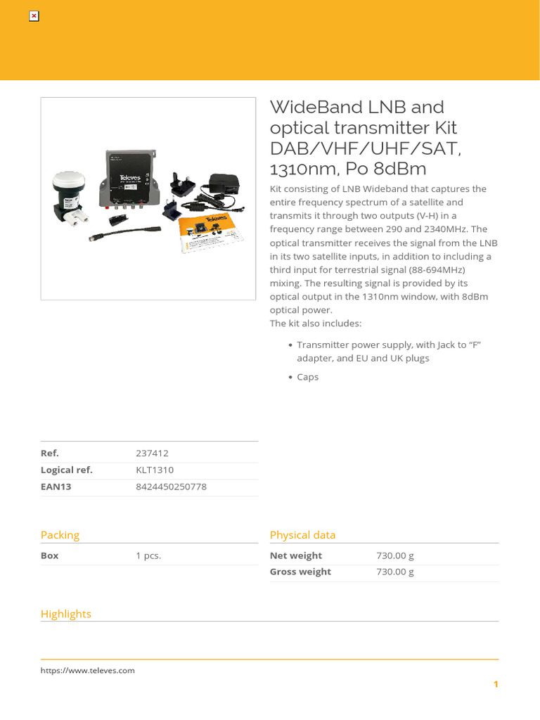 en US Product Sheet PSH01231303 | PDF | Satellite Television ...