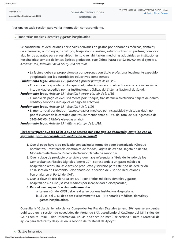 Deducciones Personales: Guía Completa 2023 | PDF | Tarjeta de débito ...