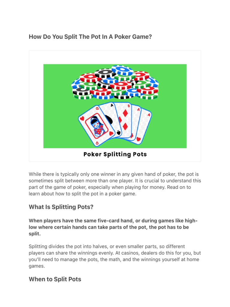 How Do You Split The Pot in A Poker Game? | PDF | Betting In Poker | Poker