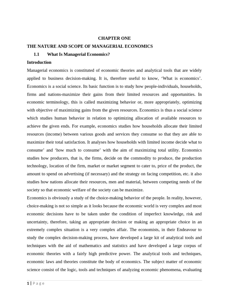 Managerial Economics CH 1 | PDF | Economics | Microeconomics