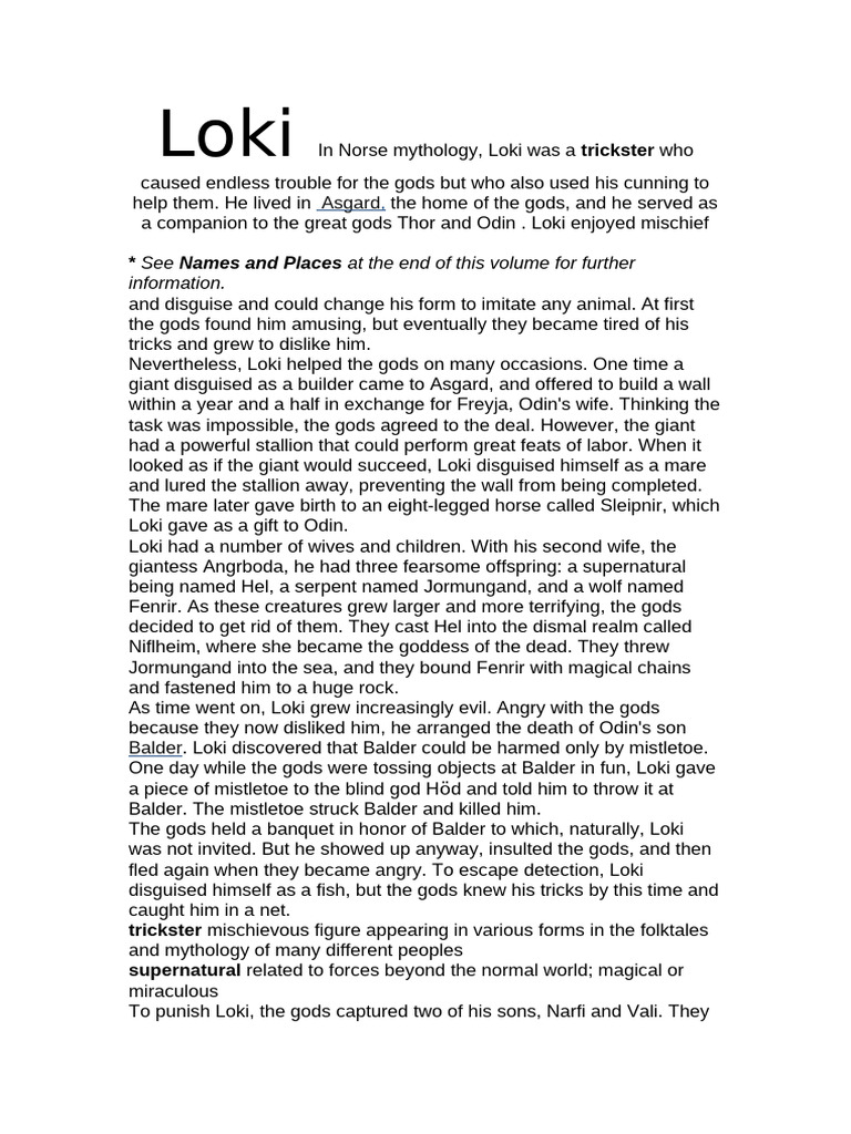 Loki: The Norse Trickster God | PDF | Loki | Mythology