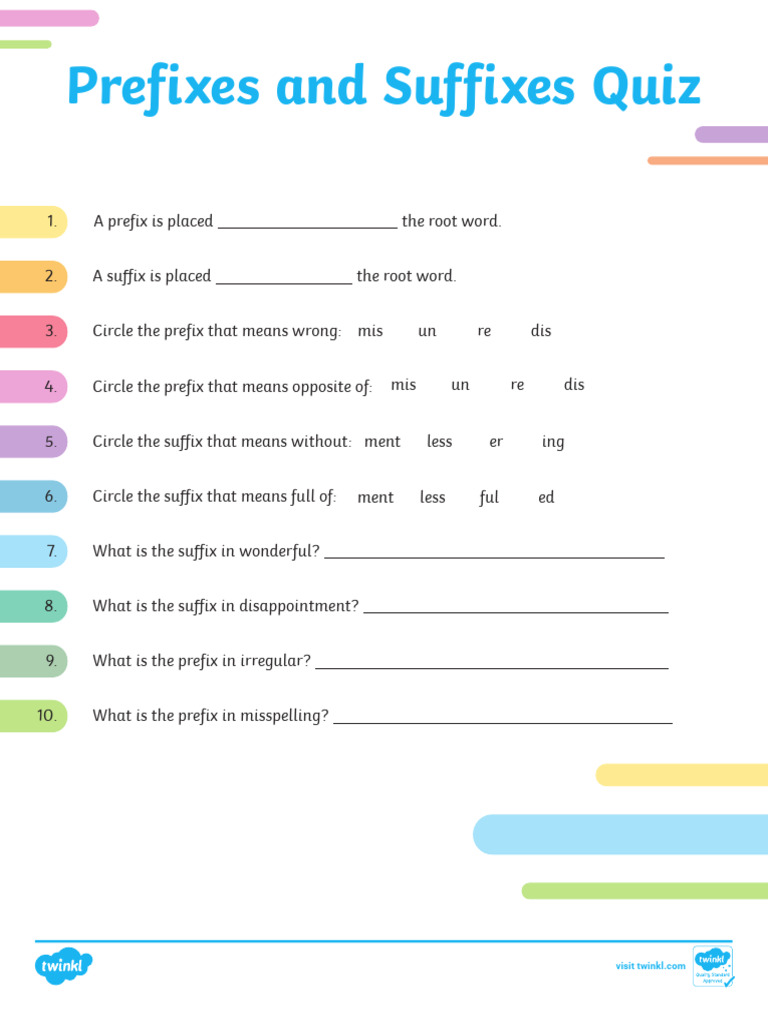 Prefixes and Suffixes Quiz | PDF