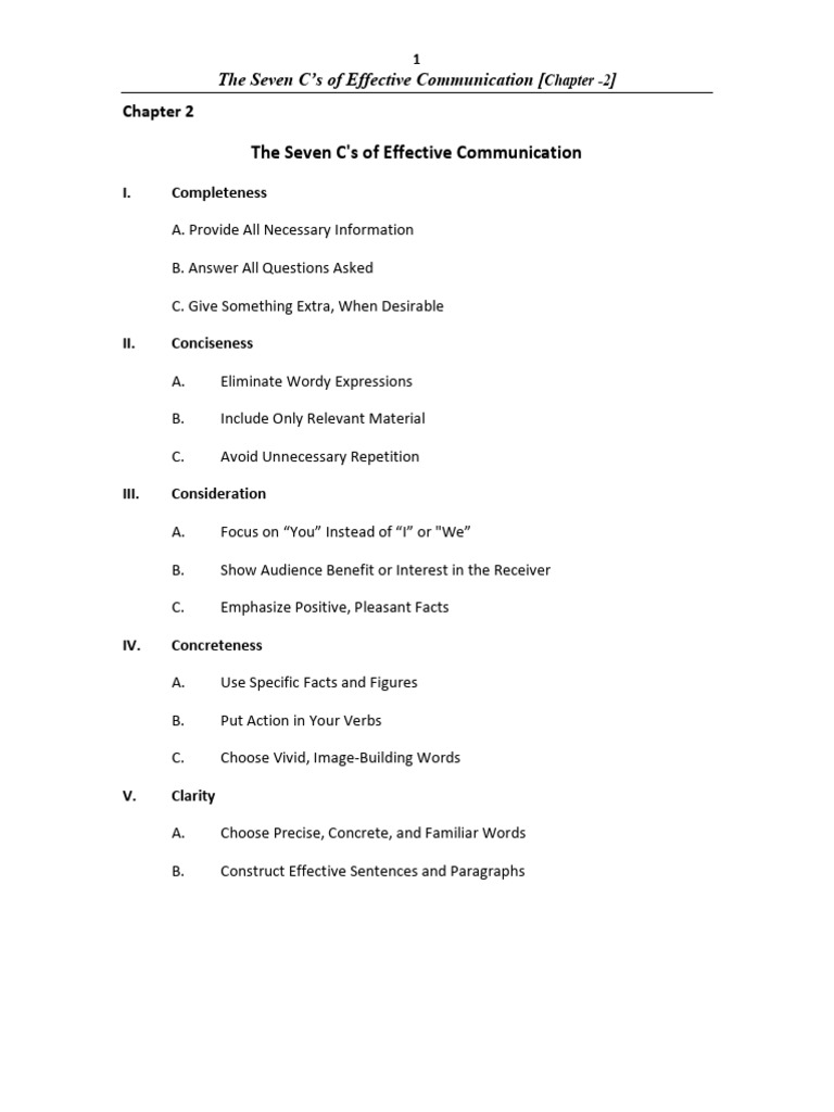 Chapter-2 (The Seven C's of Effective Communication) | PDF ...