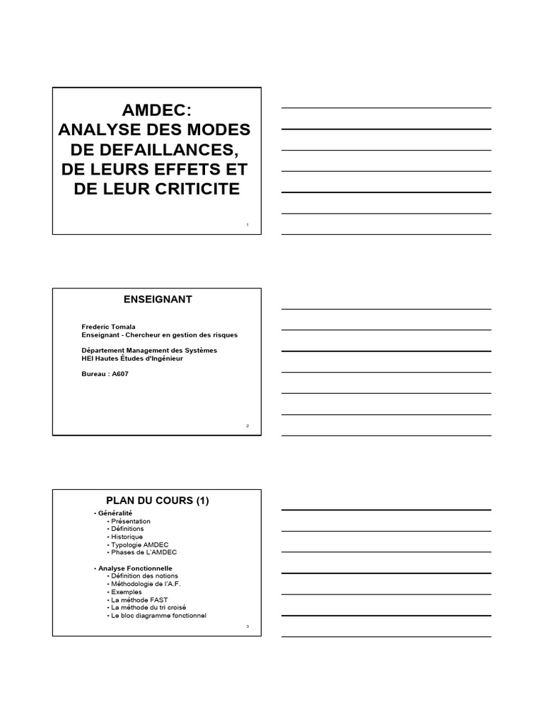 Introduction à l'AMDEC et ses Méthodes | PDF