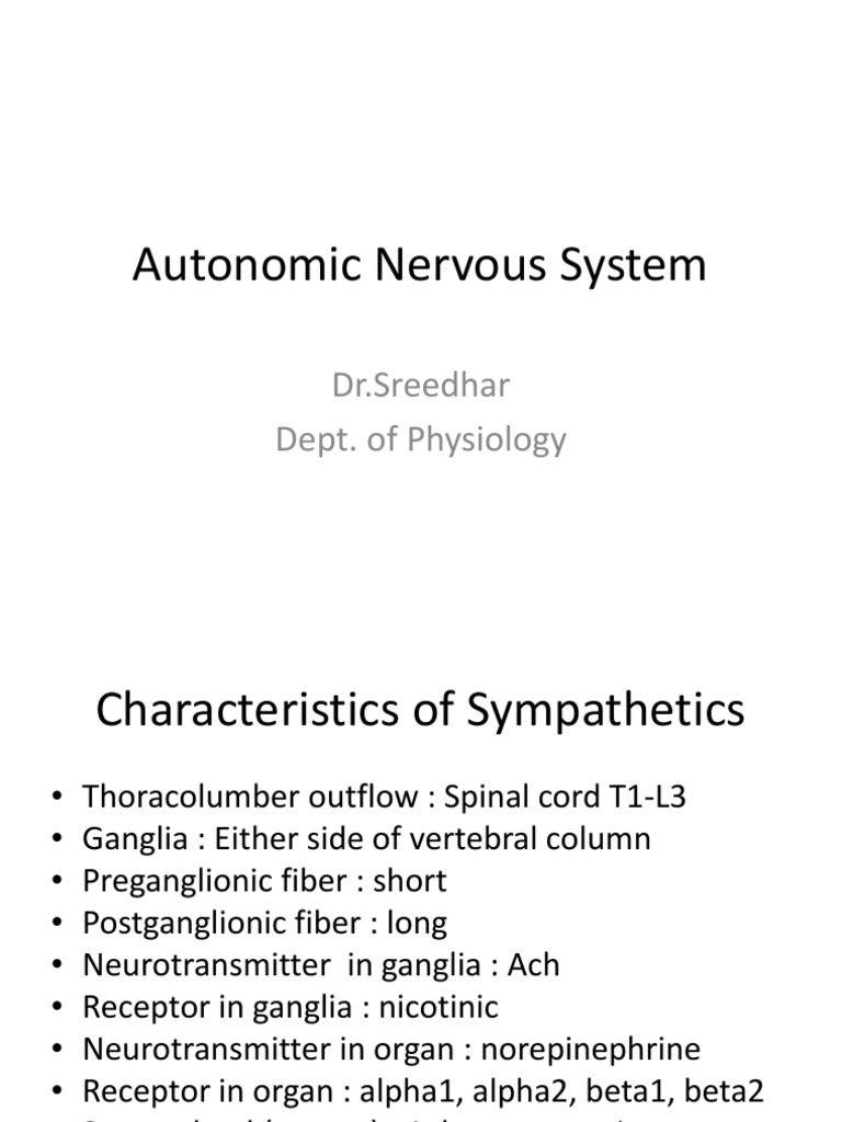 Overview of Autonomic Nervous System | PDF