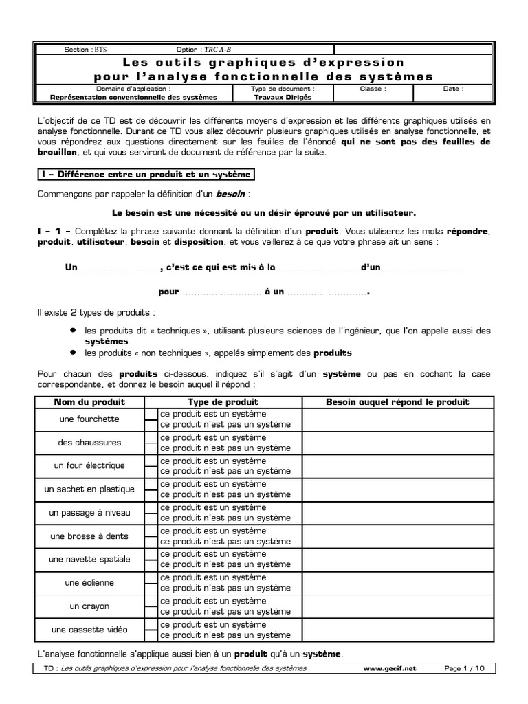 Outils graphiques pour l'analyse fonctionnelle | PDF | Machine à laver ...
