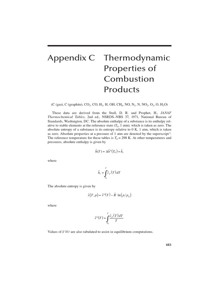 Thermodynamic Properties of Combustion Products | PDF | Enthalpy | Entropy