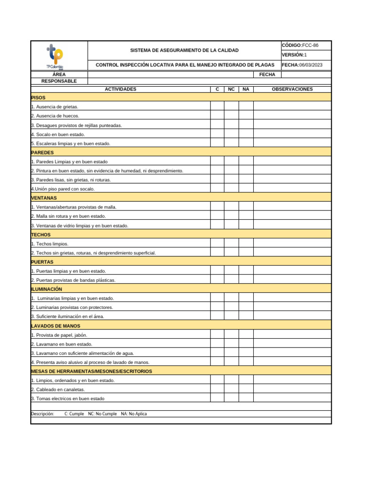 FCC-86 Formato Control de Inspeccion Locativa | PDF