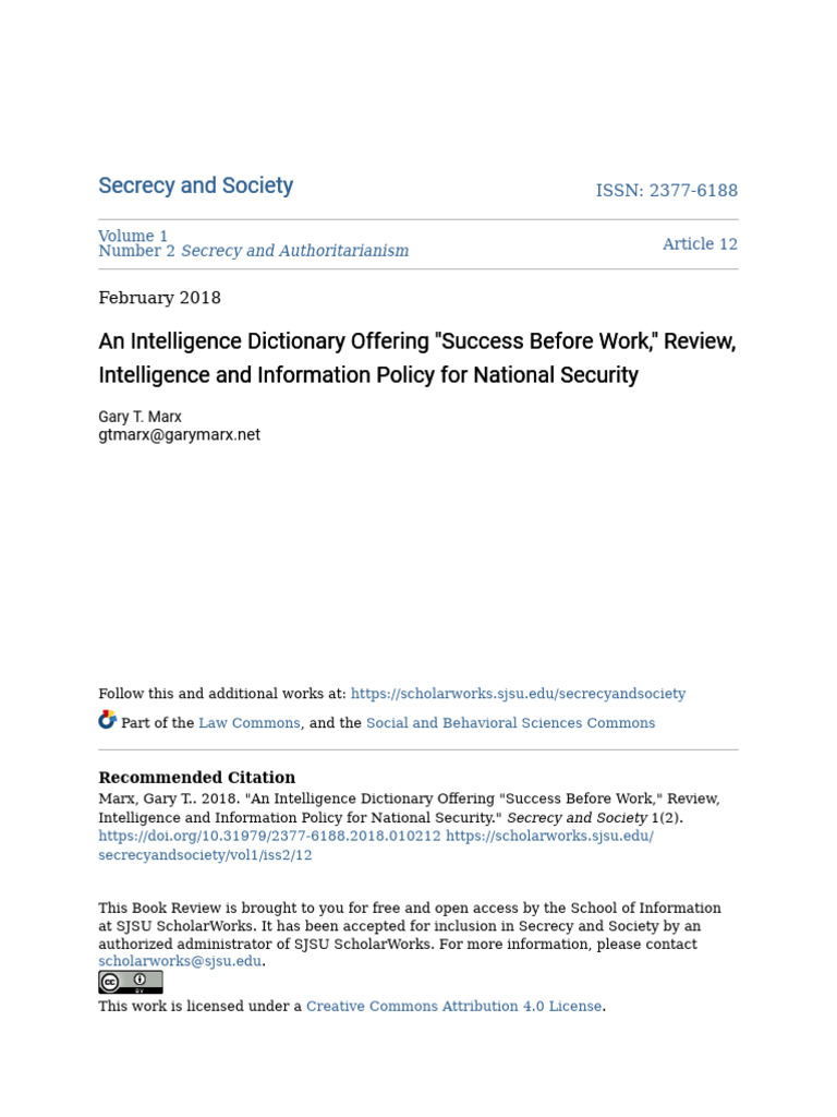 Intelligence Dictionary Review for Security | PDF | Classified ...