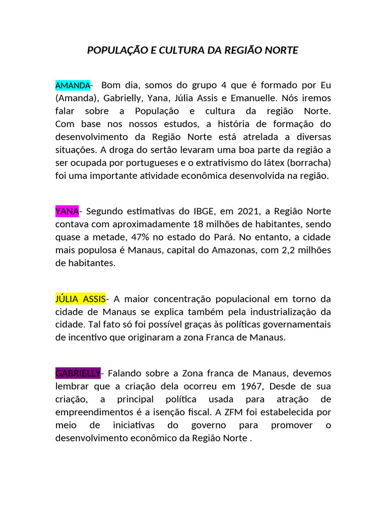 População e Cultura da Região Norte | PDF