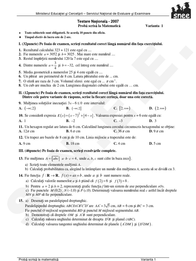 100 Teste Matematica | PDF