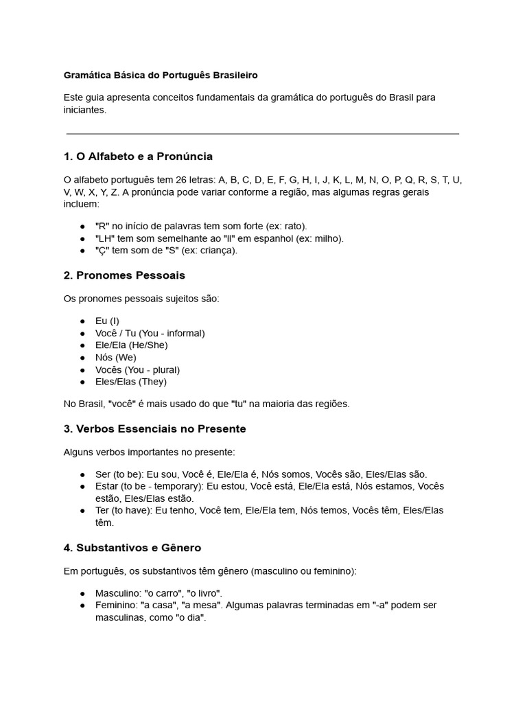 Gramática Básica do Português Brasileiro | PDF