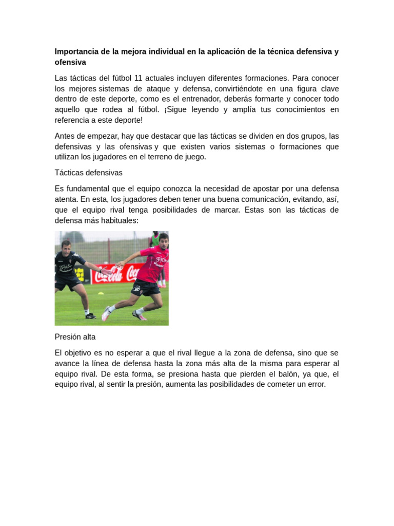 Tácticas Ofensivas en el Fútbol | PDF | Defensor (Asociación de Fútbol ...