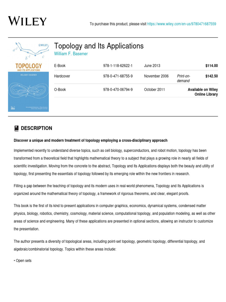 Applications of Topology in Science | PDF | Topology | Mathematics